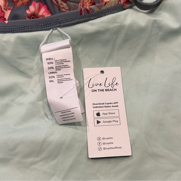 Cupshe Floral One-Piece Swimsuit Grey and Pink New with Tags Medium - Picture 14 of 14